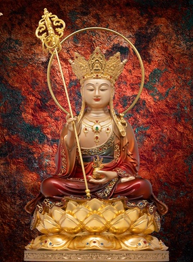 地藏王菩萨像铜像大愿佛像九华山全铜雕像精品东来紫供奉娑婆三圣