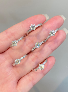 蜂巢钻戒正品D色莫桑石镶嵌 s925银闭口圈女款时尚50 1克拉求婚戒