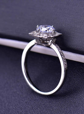 1克拉海家莫桑女戒女款结婚戒指925镀金戒托钻戒