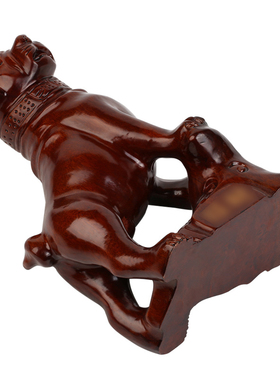 实木质十二可爱风雕刻摆设生肖狗