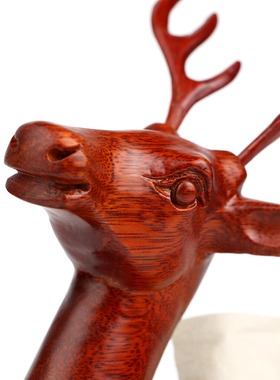 福鹿工艺品创意客厅桌面收纳木雕