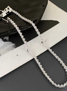 2026春夏新款法式温柔水晶珠项链女双层珍珠串珠叠戴轻奢锁骨链