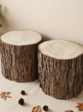 圆木桩摆件原木墩树桩底座