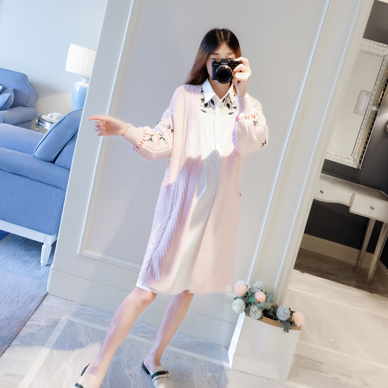 孕妇装秋冬装 新款孕妇毛衣中长款宽松秋季潮妈针织衫孕妇外套 2018 孕妇装秋冬装 新款孕妇毛衣中长款宽松秋季潮妈针织衫孕妇外套 2018
