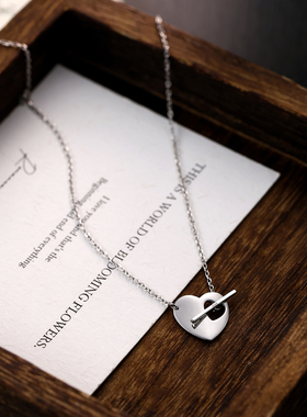 心之锁扣爱心镂空OT扣S925银项链