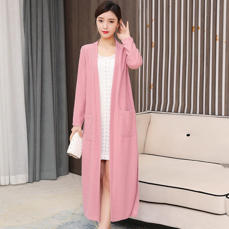 春秋冬加厚针织开衫中长款宽松毛衣 芙黛怡短外套