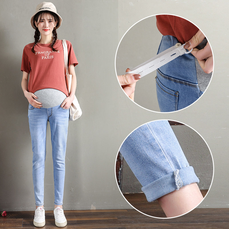 孕妇裤子女春秋托腹2020新款牛仔裤 贝儿森孕妇打底裤