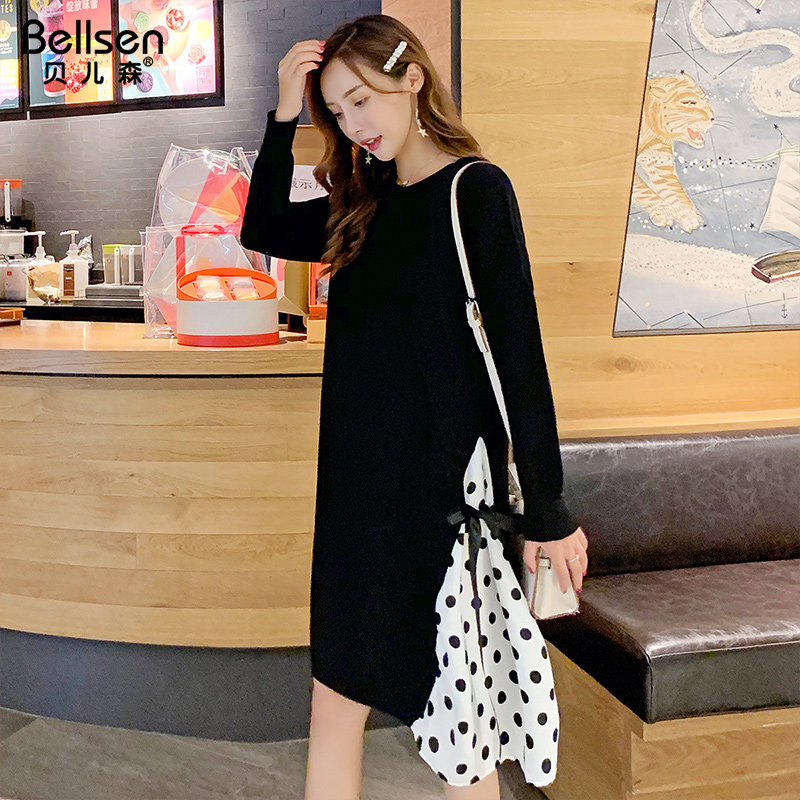 贝儿森孕妇连衣裙中长款秋装毛衣 贝儿森连衣裙