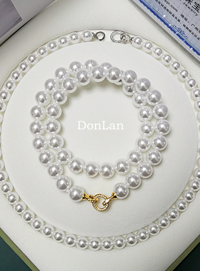 新款珍珠项链女颈链强光澳白925