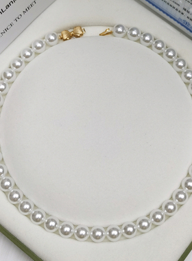 925银澳白珍珠项链女锁骨链正圆