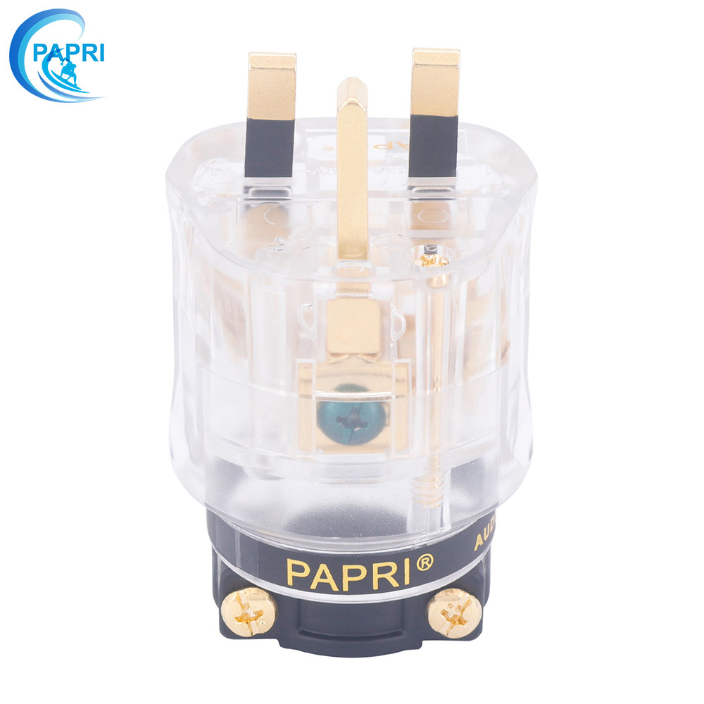 PAPRI PRE-UK-1013纯紫铜13A镀金镀铑香港英标英式音箱响电源插头 - 图1