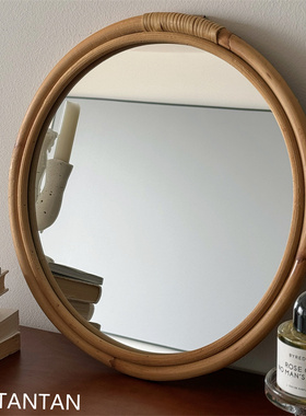 天然手工复古藤编镜子