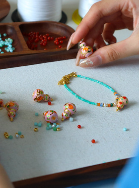 新中式彩色滴油葫芦天然石毛衣链女感长款百搭设计感复古项链