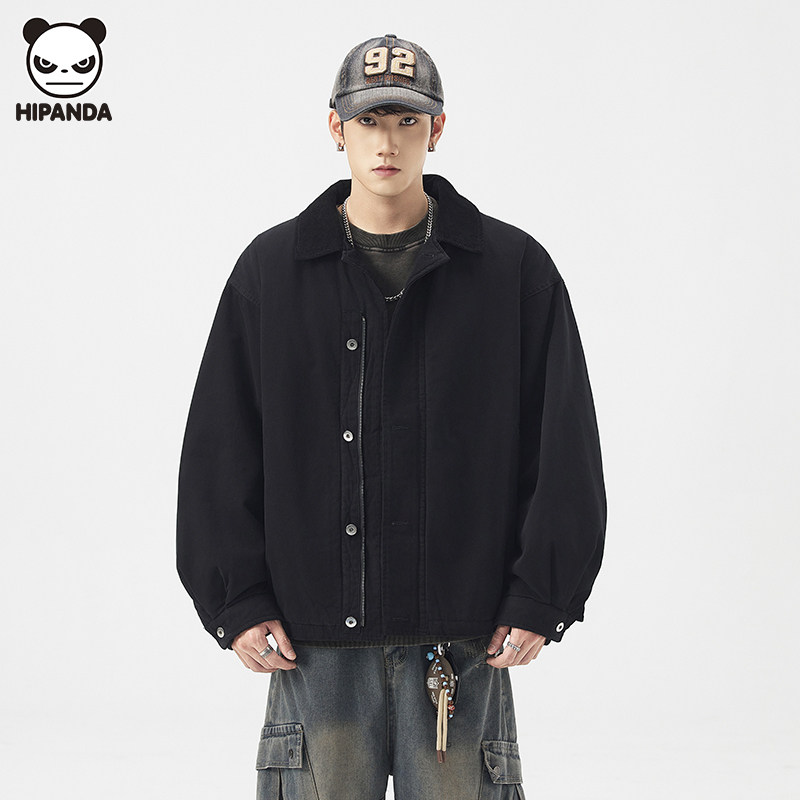 Hi Panda日系撞色翻领工装棉服男生冬季新款宽松百搭美式保暖外套,淘宝优惠券,粉丝福利购,淘宝优惠卷