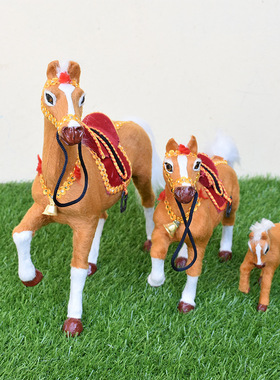 会叫仿真小马仿真马模型黄马摆件儿童认知道具动物玩偶家居装饰