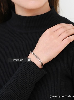 金属风简约钛钢链条手链男女中性