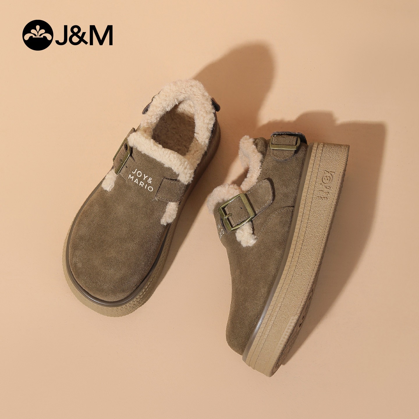 快乐玛丽勃肯鞋女2025冬新款加绒一脚蹬厚底防滑毛毛雪地靴棉鞋,淘宝优惠券,粉丝福利购,淘宝优惠卷