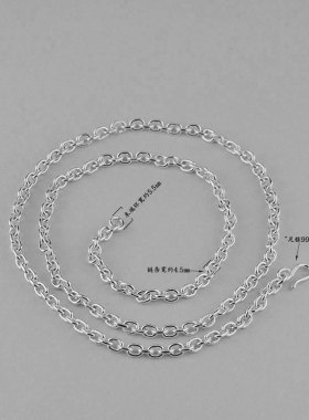 足银999纯银项链男士简约气质锁骨颈链女款长款毛衣链节日礼物