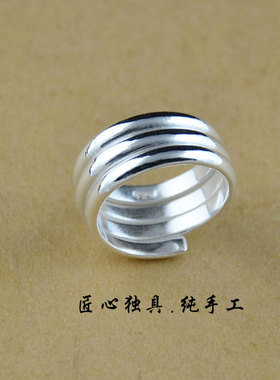 999纯银多环戒指女生日礼物学生