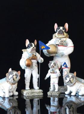 萌宠狗狗可爱风太空人宇航员摆件