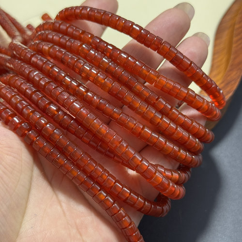 天然6*3mm红润款直切红玛瑙隔片剁珠车轮配珠隔珠散珠Diy手链项链 - 图1