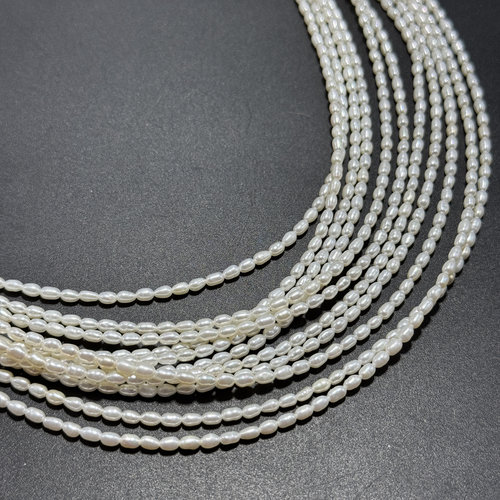 纯天然约3*4mm小米珍珠半成品散珠37cmDIY项链手链配珠光泽度好 - 图2