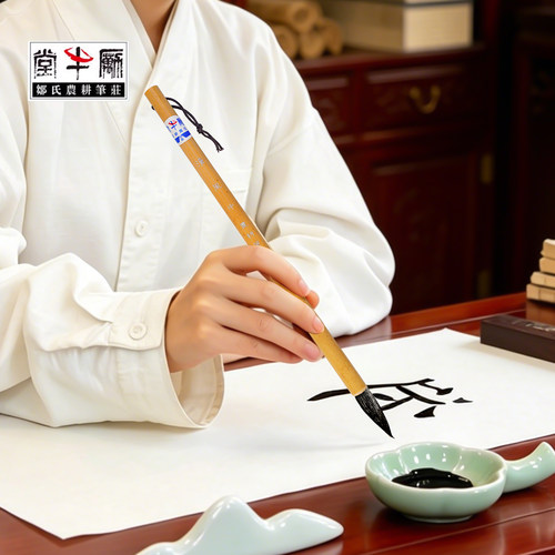 邹氏农耕笔庄清风白云一品玉书狼毫兼毫国画书法专用初学者毛笔 - 图3