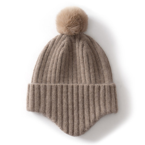 冬季100%纯羊绒儿童帽子保暖雷锋帽宝宝针织毛线帽女童护耳帽男童 - 图3