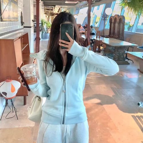 2025秋季新款全拉链卫衣外套休闲运动加绒瑜伽服lu家显瘦修身帽衫 - 图3