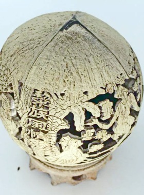 包邮海南椰雕纯手工透雕 黎族风情精致礼品 居家摆饰品 手工艺品