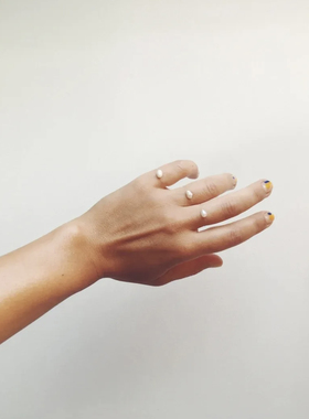 MINI BLOOM 5-6mm天然米粒珍珠透明鱼线戒指