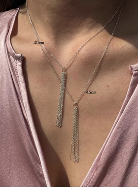 MINI BLOOM 极简细闪流苏小众纯银项链气质感出众时尚流苏项链