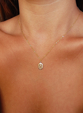 MINI BLOOM 金色椭圆币形项链 美国进口14K包金高保色可水洗项链