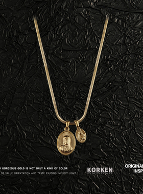 KORKEN双吊坠扁蛇骨链中性锁骨链
