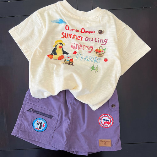 儿童夏季短袖T恤衫~男童宝宝纯棉可爱企鹅圆领套头半袖上衣潮童装 - 图3