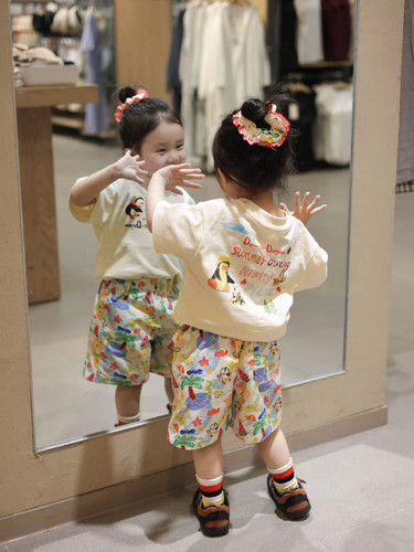 儿童夏季短袖T恤衫~男童宝宝纯棉可爱企鹅圆领套头半袖上衣潮童装 - 图1