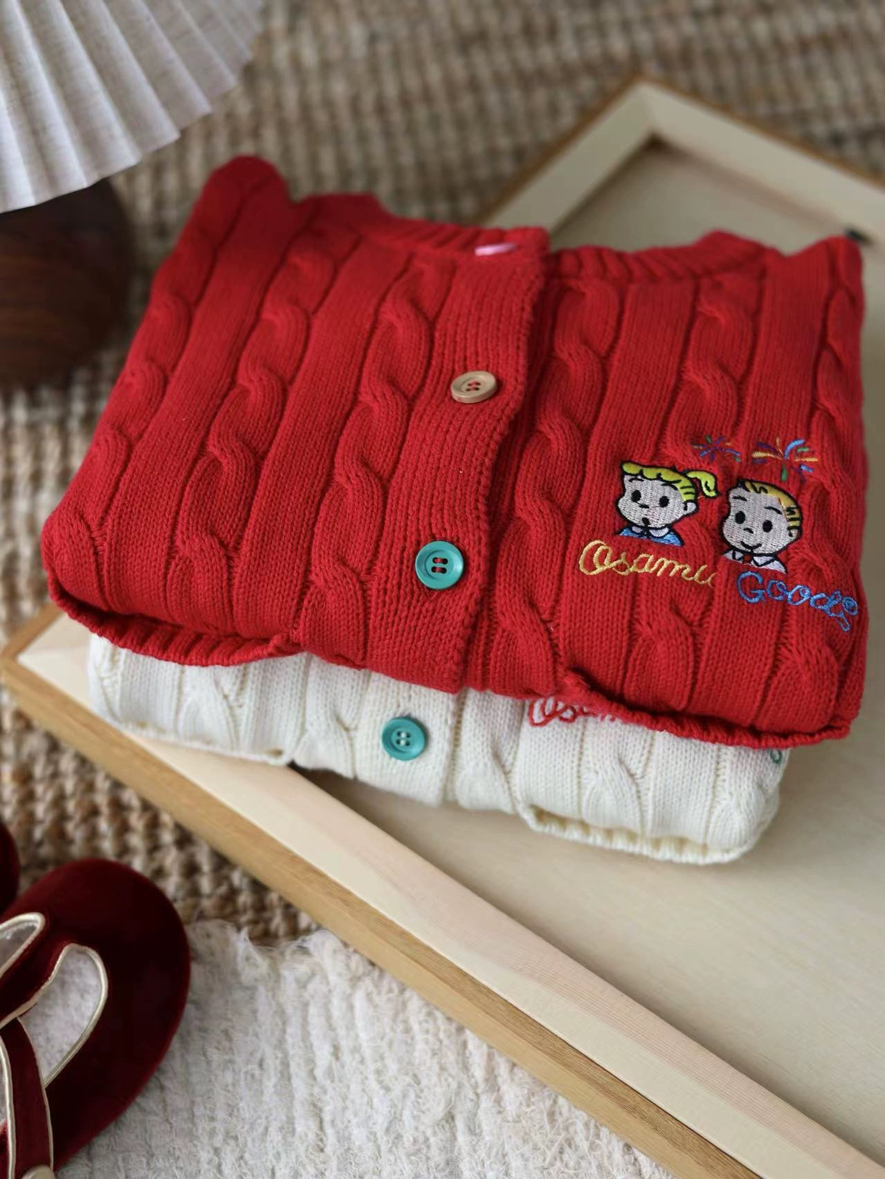 亲子百搭开衫～日系复古红儿童毛衣开衫外套 春秋男女童针织外套,淘宝优惠券,粉丝福利购,淘宝优惠卷