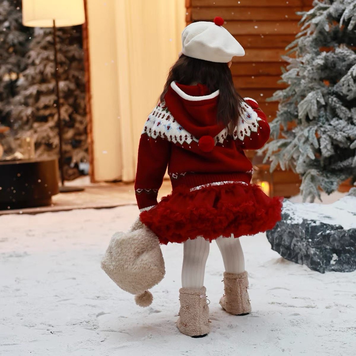 亲子款连帽开衫～冬季女童红色圣诞提花毛衣儿童费尔岛连帽针织衫,淘宝优惠券,粉丝福利购,淘宝优惠卷