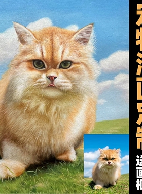 宠物手绘油画定制狗狗人物画像纯手工来图定做小猫咪肖像照片动物