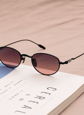 马思纯同款墨镜女男复古街拍小框椭圆太阳眼镜CLITORIAL老钱风