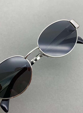 高品质 法式慵懒装 复古椭圆金属墨镜女 lisa同款太阳眼镜小众款