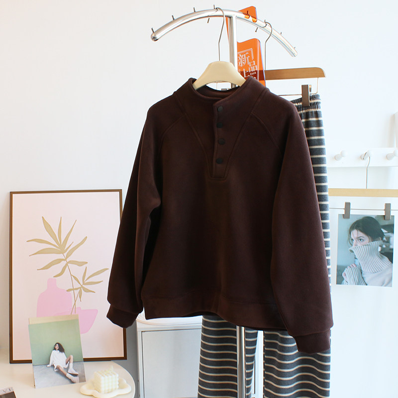 软绵绵奥利绒套头卫衣女冬季宽松加绒加厚小立领运动休闲绒衫外套,淘宝优惠券,粉丝福利购,淘宝优惠卷