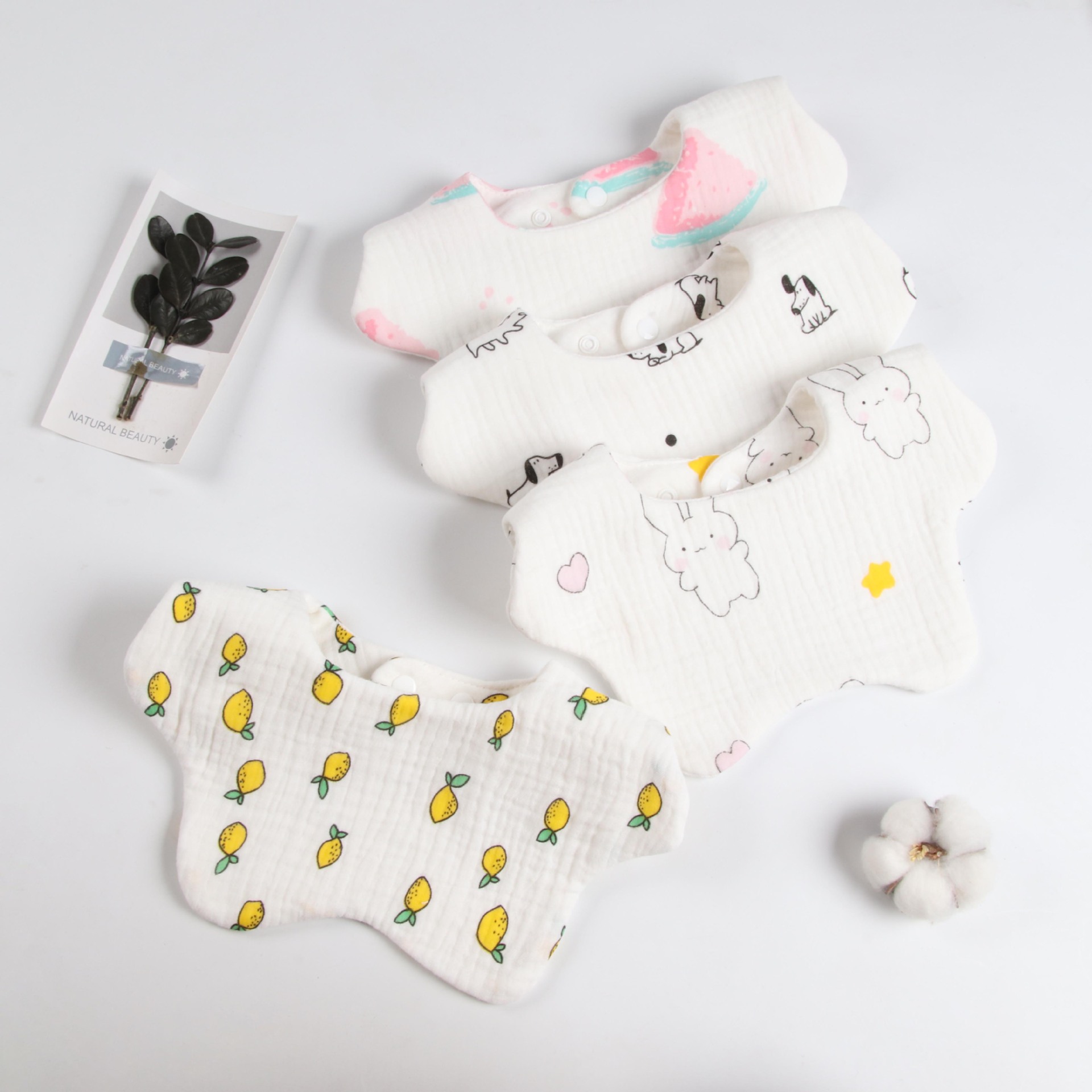 Baby saliva towel 6-layer cotton gauze petal bib baby supplies newborn bib children's anti-vomiting milk towel