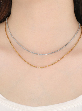 chains women men necklace fashion silvery twist golden bling