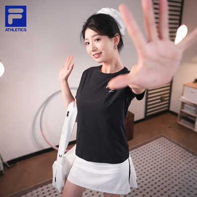 UPF50+ FILA斐乐短袖T恤女夏新健身抗菌瑜伽运动防晒上衣功能t