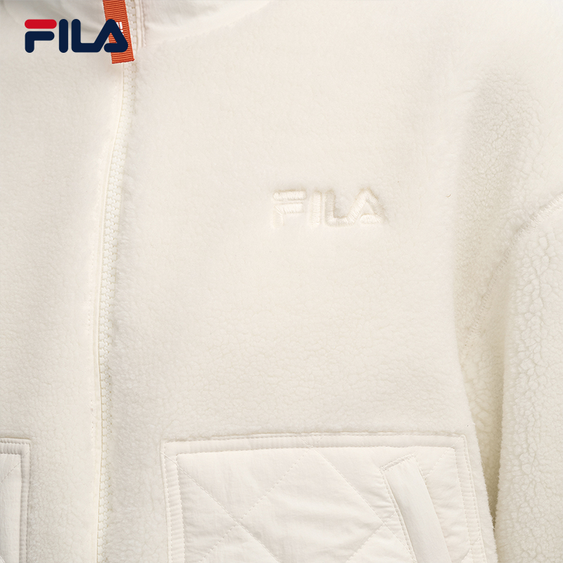 FILA 斐乐官方女针织长袖外套25冬新时尚立领绵羊毛仿羊羔绒上衣 - 图3