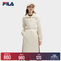 FILA File Official Lady Knit Dress Dress 2024 Spring New Fashion Casual Turn-over Comfort Dresses