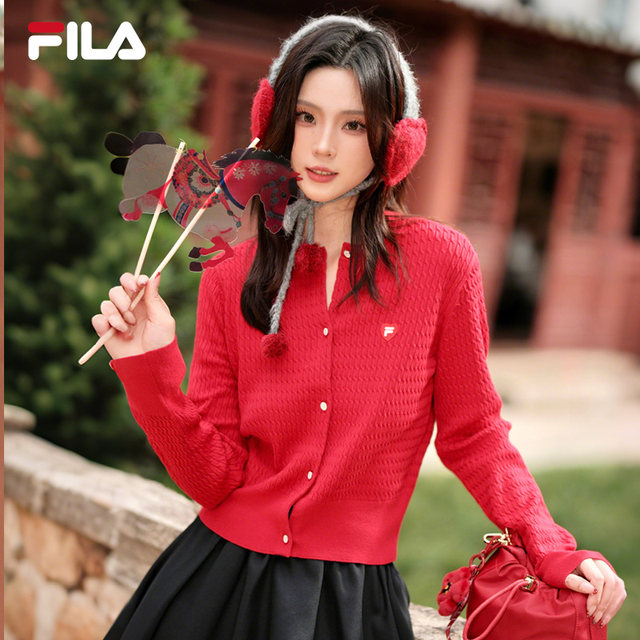 FILA ເອົາອອກທັນທີ Blush Sweater Jacket ຖັກແມ່ຍິງ