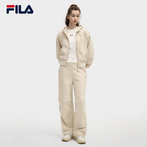 FILA 斐乐官方女士针织长裤2025冬季新款时尚休闲加绒宽松直筒裤 - 图2