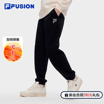 FILA FUSION Fired tides Lovers Plus Suede Knitted Trousers 2023 Winter Casual Sports Pants for men and women